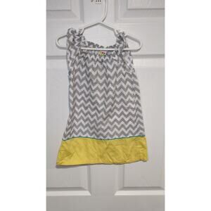 Girls 2T Vintage Gray White Chevron Summer Beach Sinch Yellow Lightweight Dress